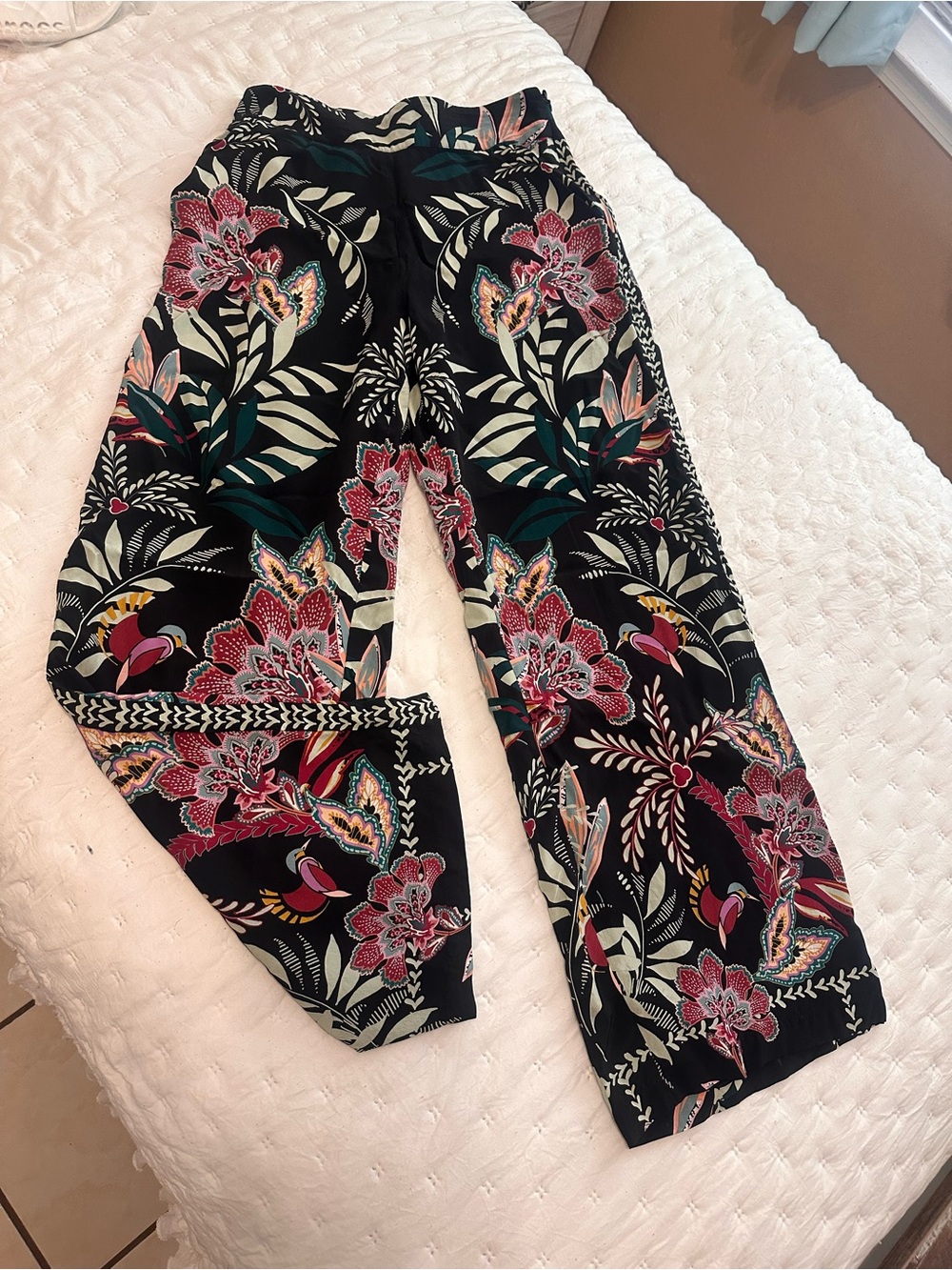 NWT Caballero Max Wide Leg Pants Floral Botanical Print size XS